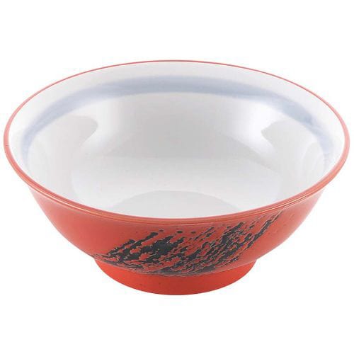 磁器 中華食器 赤釉筆流し 高台丼 6.8寸