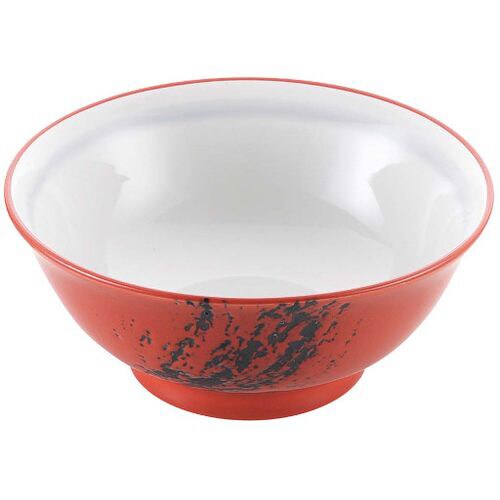 磁器 中華食器 赤釉筆流し 高台丼 6.5寸