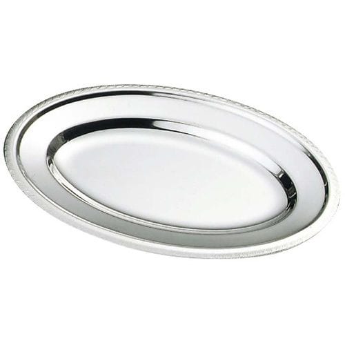 18−8 ベビー 小判皿 模様入 8インチ