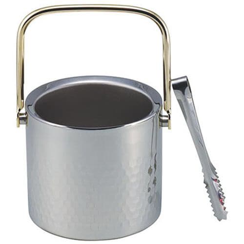 18−8二重槌目アイスペール(トング付)1L