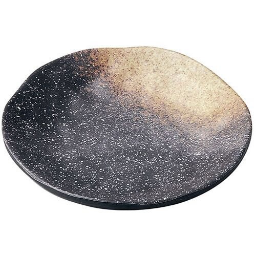 メラミン 耐熱焼物丸皿 黒備前