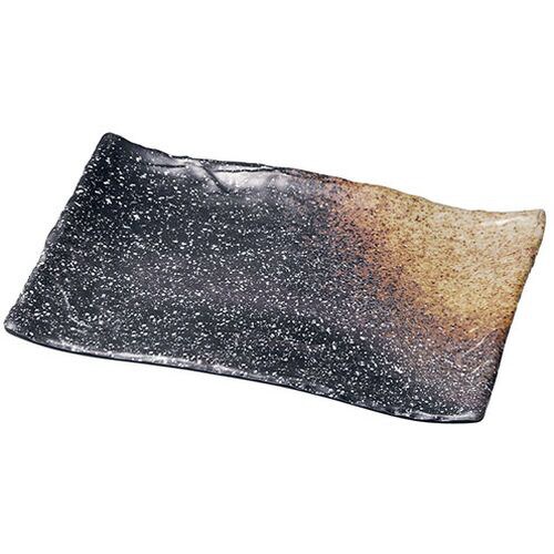 メラミン 耐熱焼物長角盛皿 黒備前