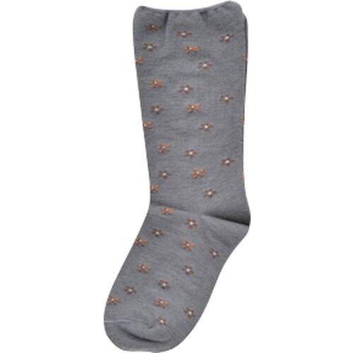 婦人柄しめつけません毛混ソックス ダークグレー