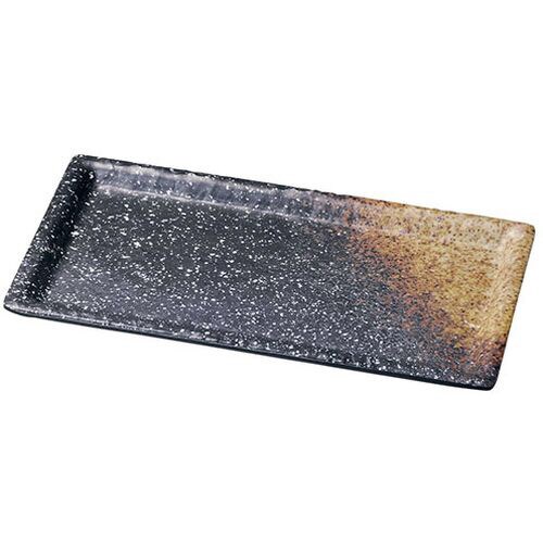 メラミン 耐熱渕付長角皿 黒備前 大