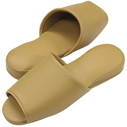 スリッパ(抗菌カラーテンダー) 前開き キャメル