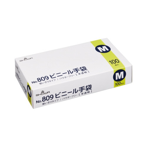 NO.809 ビニール手袋 100枚入 Mサイズ