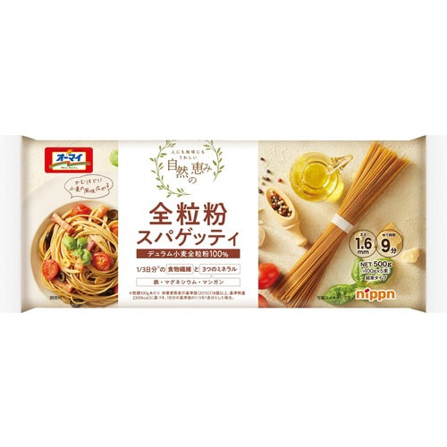 オーマイ全粒粉スパ1.6mm結束500g20個
