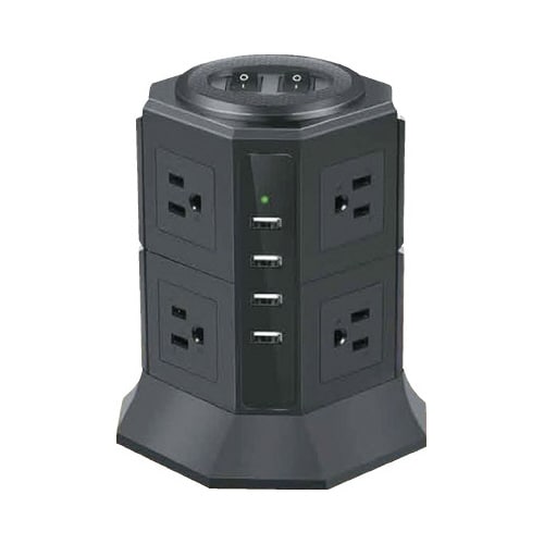 タワー型電源タップ AC×8&USB×4