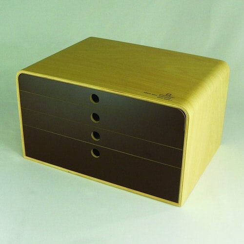 A4ファイルケース 引出4段 引出しブラウン