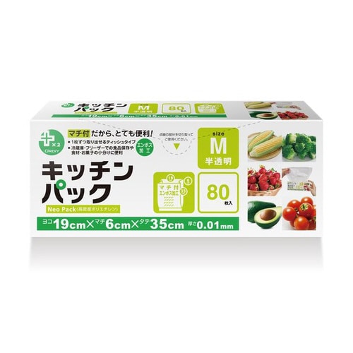 プラスプラスキッチンパックマチ付M半透明80P