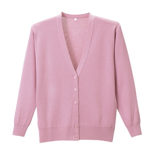 抗ピル長袖カーディガン(3L)ローズピンク