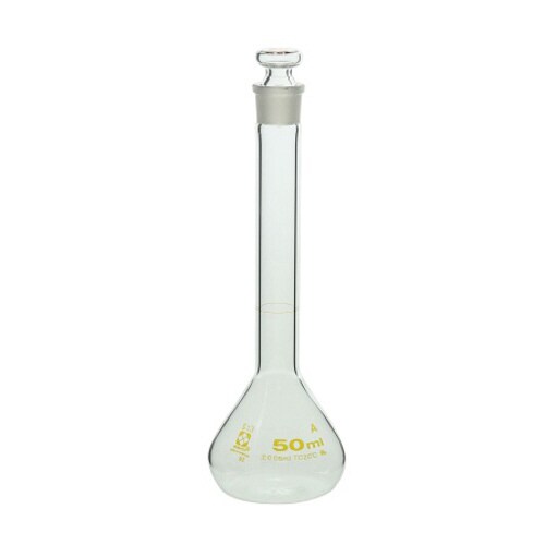 柴田メスフラスコ(ガラス製)茶目盛 50ml