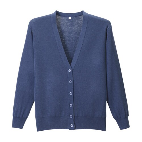 抗ピル長袖カーディガン(LL)オリエンタルネイビー