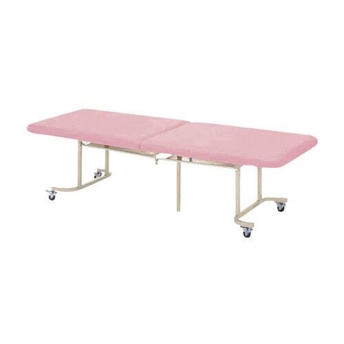 二つ折診察台QM−1875(H55)コーラルピンク