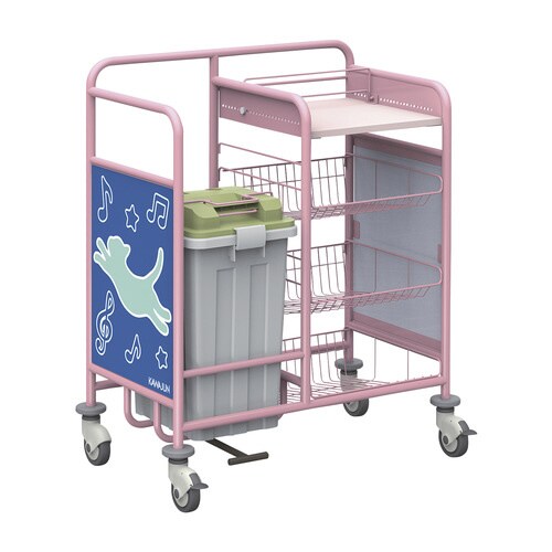オムツ交換カート48(横型)ピンク/グリーン