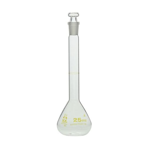 柴田メスフラスコ(ガラス製)茶目盛 25ml