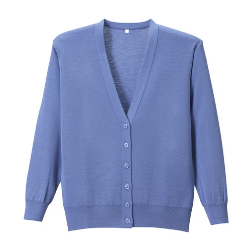抗ピル長袖カーディガン(LL)サックスブルー