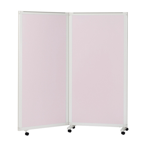 キャスター付衝立(180×180)ピンク