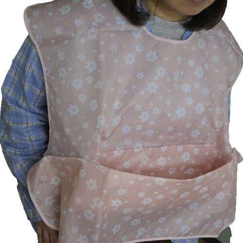 食事用エプロンSP もみじ柄(ピンク)