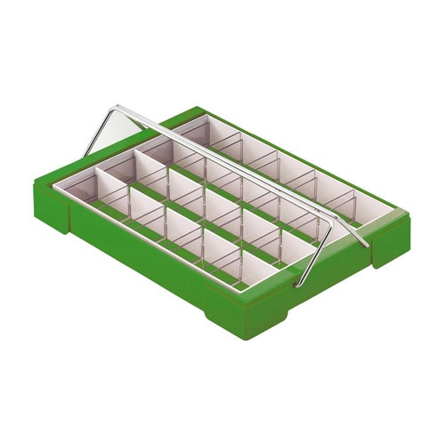 カラー散薬トレー(20人用)取手付(グリーン)