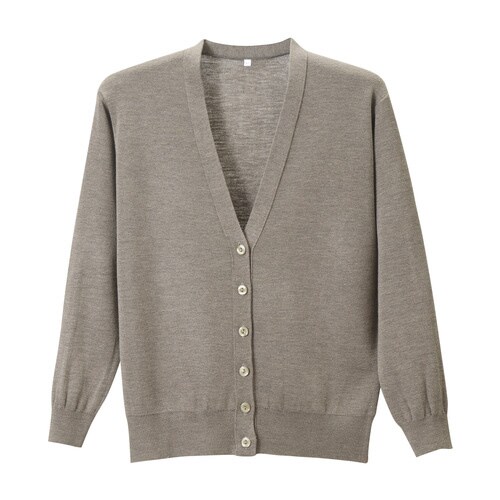 抗ピル長袖カーディガン(3L)杢ベージュ