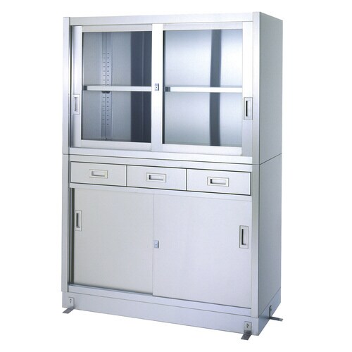 ステンレス保管庫(引出3コ)W1200mm