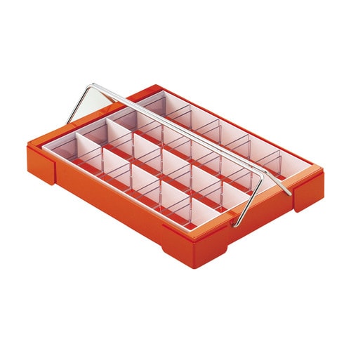 カラー散薬トレー(20人用)取手付(オレンジ)