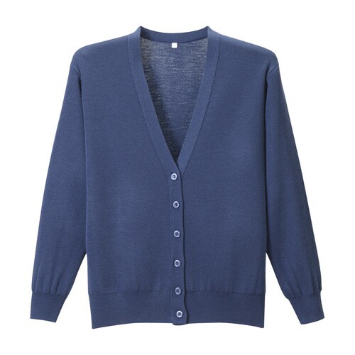 抗ピル長袖カーディガン(3L)オリエンタルネイビー