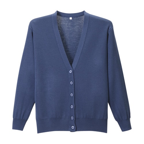 抗ピル長袖カーディガン(S)オリエンタルネイビー