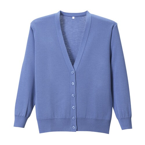 抗ピル長袖カーディガン(3L)サックスブルー