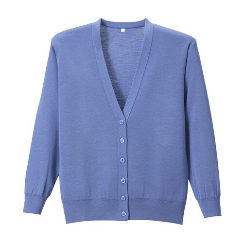 抗ピル長袖カーディガン(M)サックスブルー