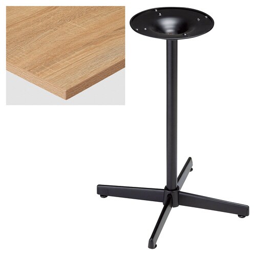 カフェテーブル ラスティック柄天板×ブラック脚