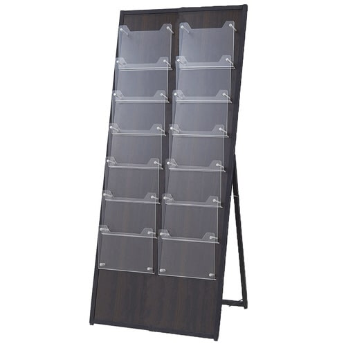 ウッドカタログスタンドA4 2列 ダークブラウン