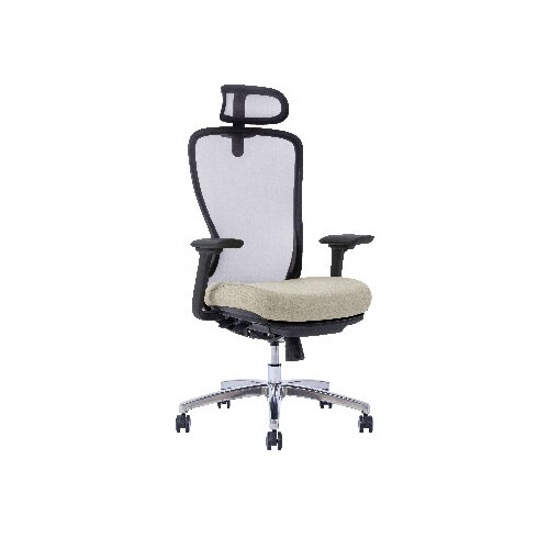 A04−Lチェア 黒 肘オット付 背黒座グレージュ