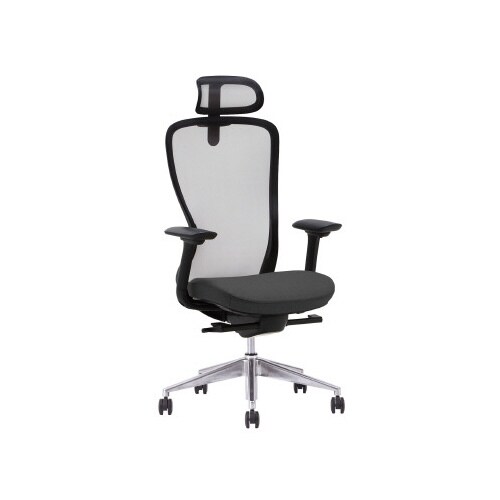 A03−Eチェア 黒 ヘッド肘付 背黒座オフ黒