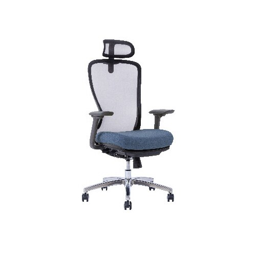 A04−Lチェア 灰肘オット付背黒座オーシャンBL