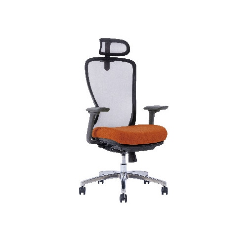 A04−Lチェア 灰 肘オット付背黒座ブラッドOR