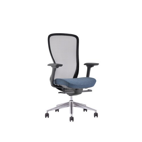 A03−Eチェア 灰 肘付 背黒座オーシャンBL