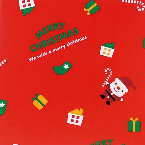 クリスマスミニサンタ包装紙 赤 半紙 50枚入