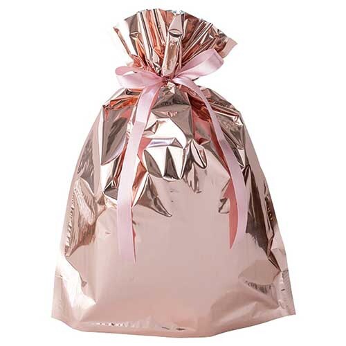アルミ蒸着リボン付バッグ S ピンク 20枚入