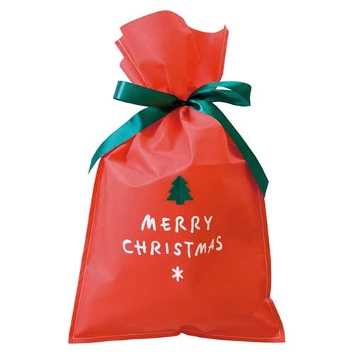 クリスマスレッド不織布バッグ L 10枚入