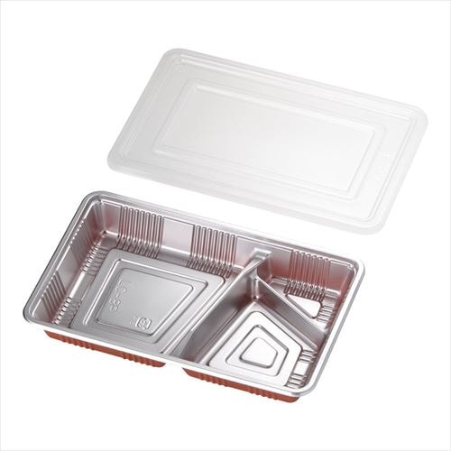 仕切付弁当容器 透明蓋付 (100セット入)