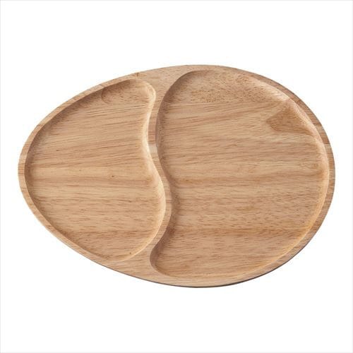 木製プレート 2仕切 エッグ型KU−0009
