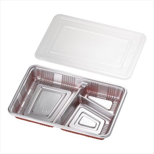 仕切付弁当容器 透明蓋付 (100セット入)