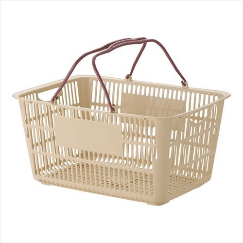 ショッピングバスケットU−33 ベージュ/エンジ