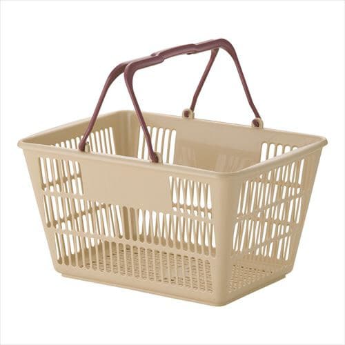 ショッピングバスケットU−17 ベージュ/エンジ