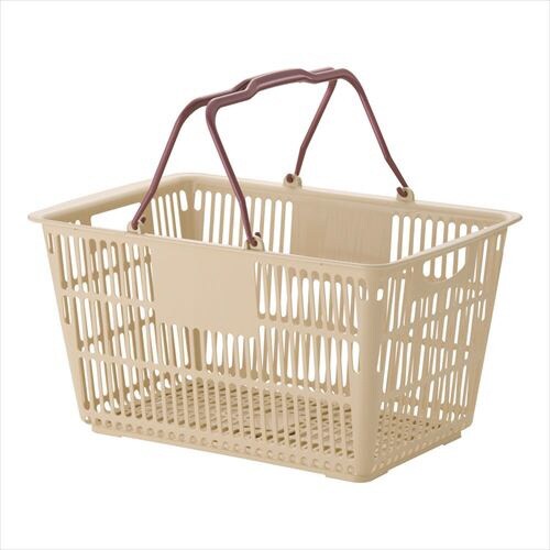 ショッピングバスケットU−31 ベージュ/エンジ