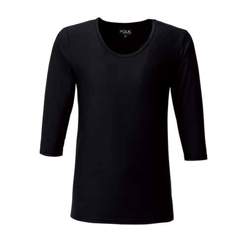 メンズカットソー8分袖9002ブラックL