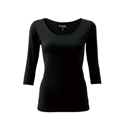 レディスカットソー7.5分袖9001ブラックM