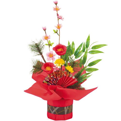 迎春アレンジラッピング